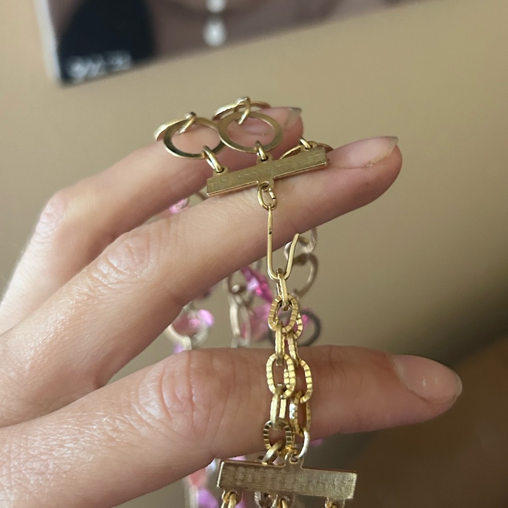Multilayered Pink Rhinestone Necklace - Picture 3 of 3